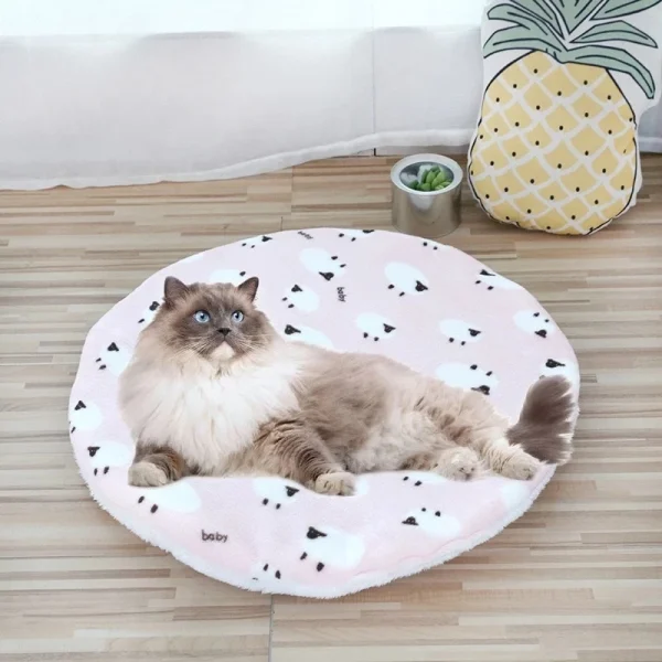 Round Soft Warm Pet Bed Mat Double Sided Washable Foldable