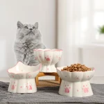 Ceramic Cat Food Bowl Elevated Feeders for Drinking and Eating