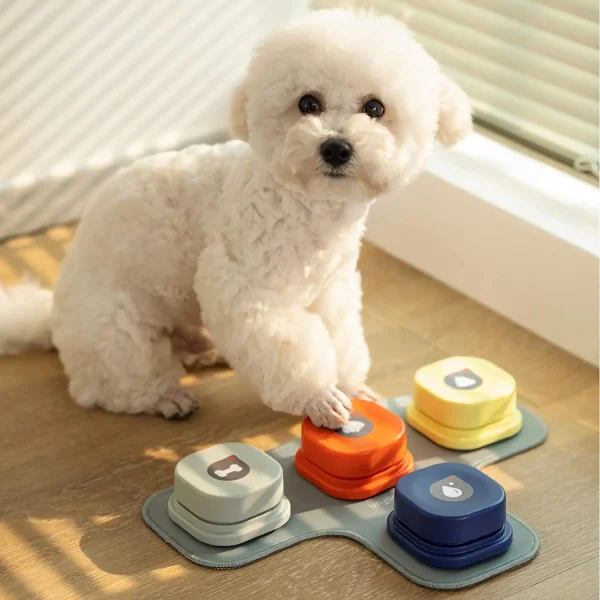 Dog Button Set with Mat and Stickers, Trainable and Recordable Communication