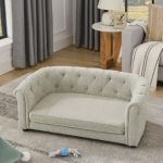 Pet Sofa With Arc-shaped Backrest And Armrests, Contemporary Rectangular Pet - Image 6