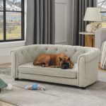 Pet Sofa With Arc-shaped Backrest And Armrests, Contemporary Rectangular Pet - Image 8