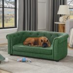 Pet Sofa With Arc-shaped Backrest And Armrests, Contemporary Rectangular Pet - Image 2