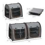 Portable Soft-sided Pet Cat Carrier With Divider, Two Compartments, Padded And Storage Bag, Grey - Image 3