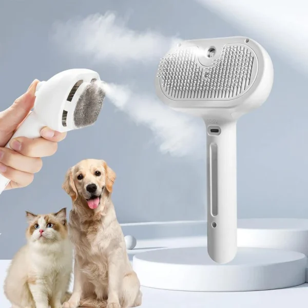 Pet Steam Massage Brush Safe Round Head Soft Teeth Spray Hair Removal