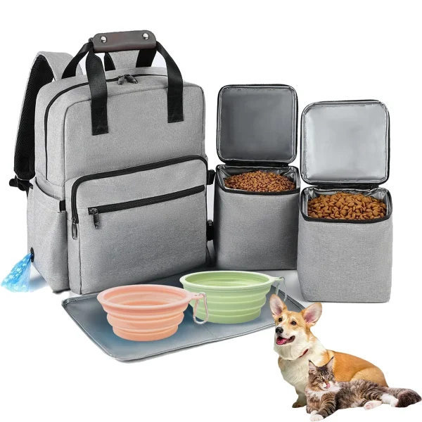 4 Set Dog Travel Bag Multi-Function Pet Organizer Backpack Cat Dogs Outdoor