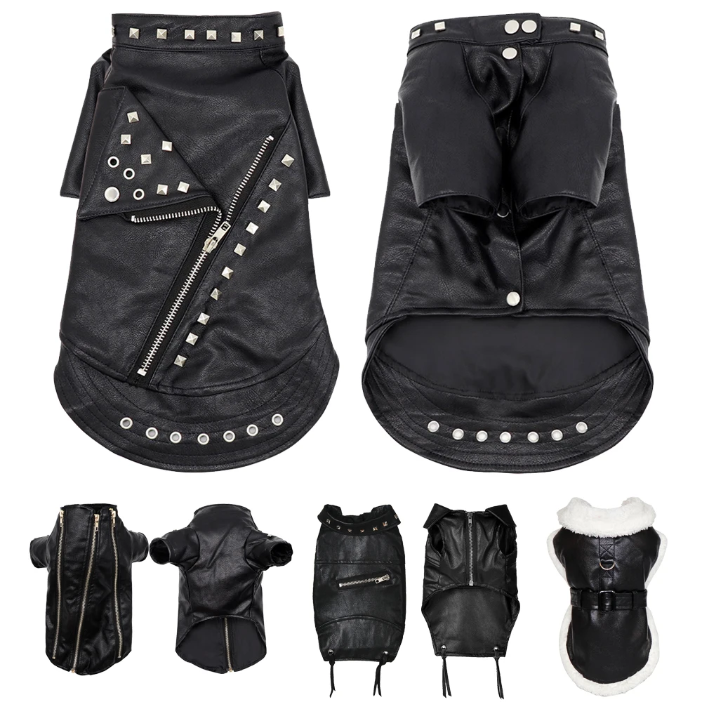 Cool Dog Leather Jacket Coat Warm Winter Pet Clothing Outfit Cool Dog Leather Jacket Coat Warm Winter Pet Clothing Outfit