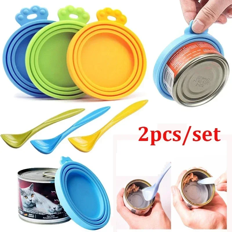 2pcs/set Reusable Pet Food Can Cover Silicone Dogs Storage 2pcs/set Reusable Pet Food Can Cover Silicone Dogs Storage